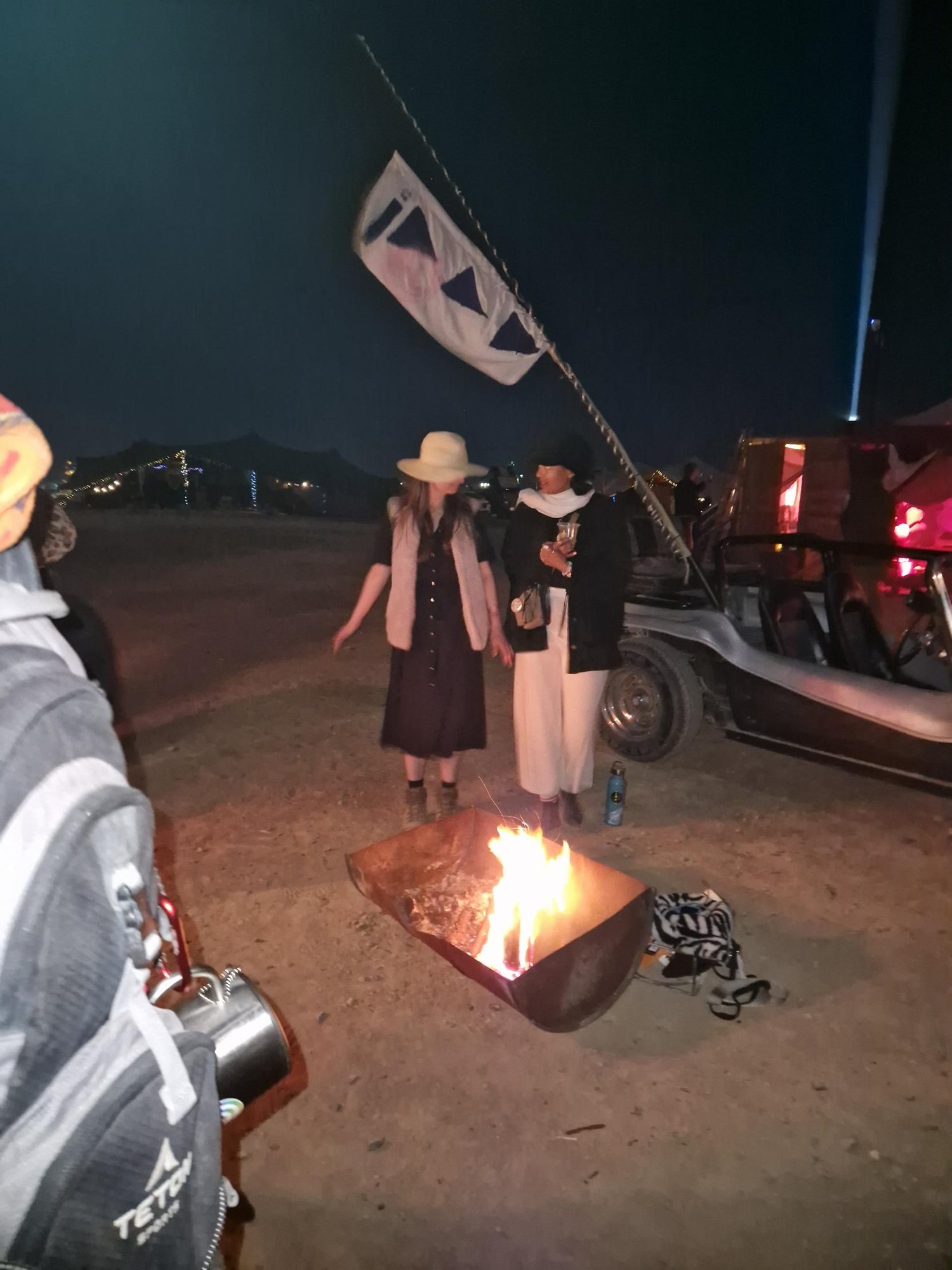 The fire bowl and the flag