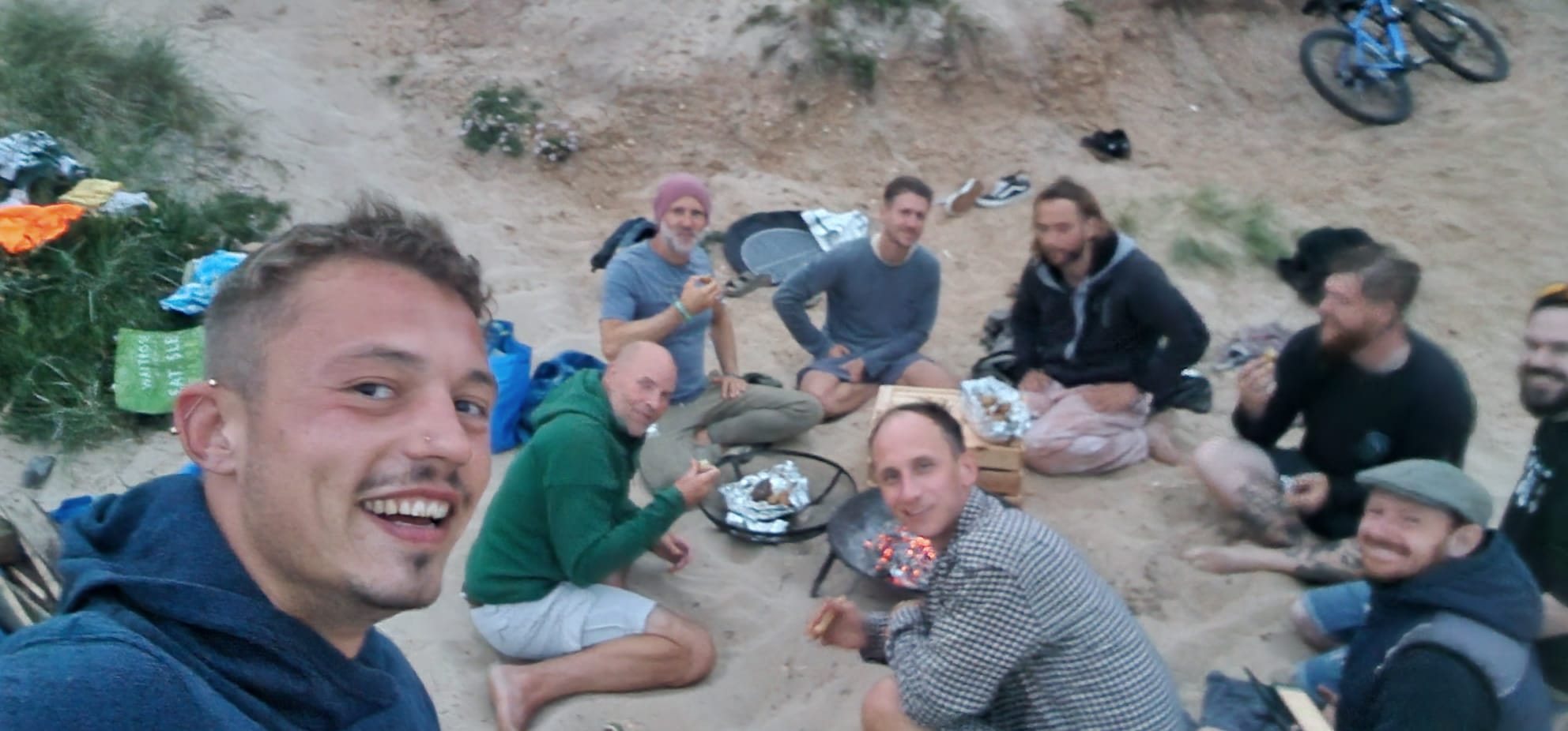 The fire bowl on the beach
